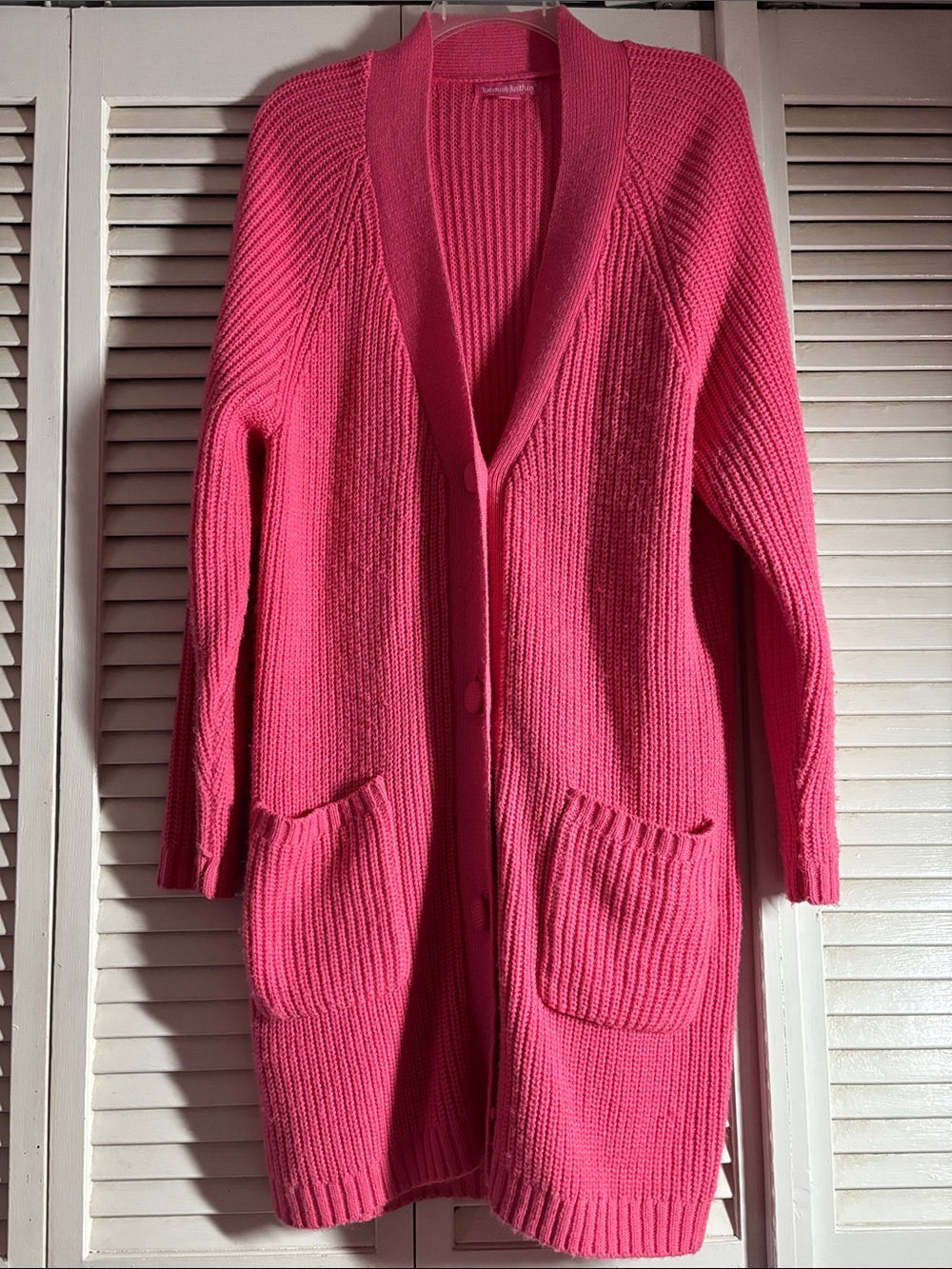 Hot Pink Knit Cardigan Sweater